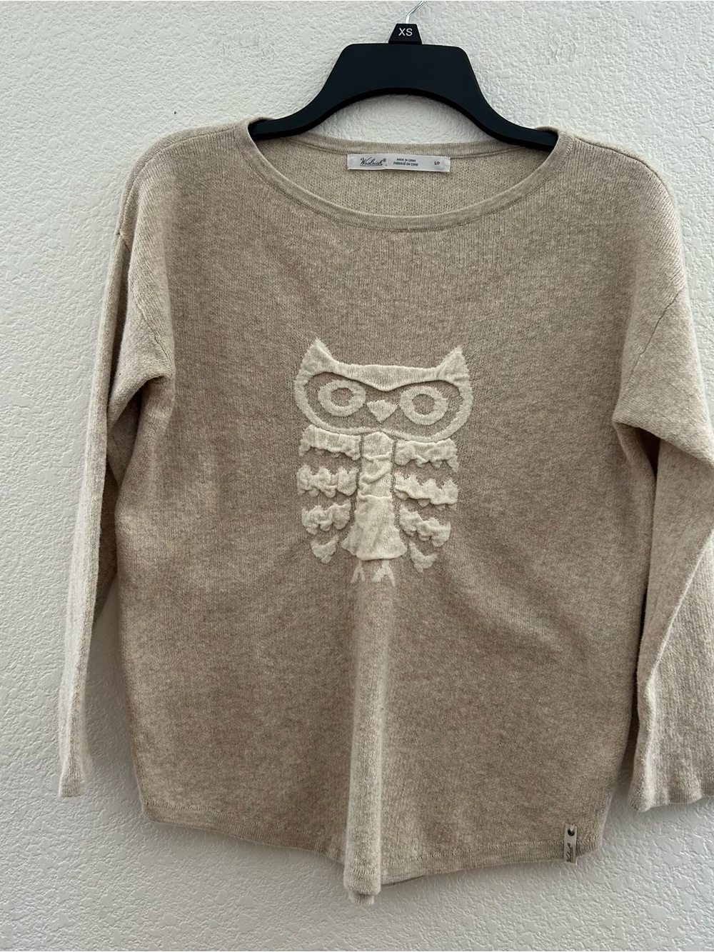 Woolrich Beige Cream Owl Crewneck Sweater